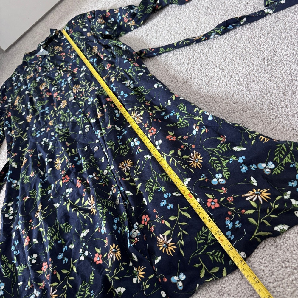 J. Jill Long Sleeve Floral Shirt Dress Belt Modest Church Spring Easter Size L - Picture 10 of 10